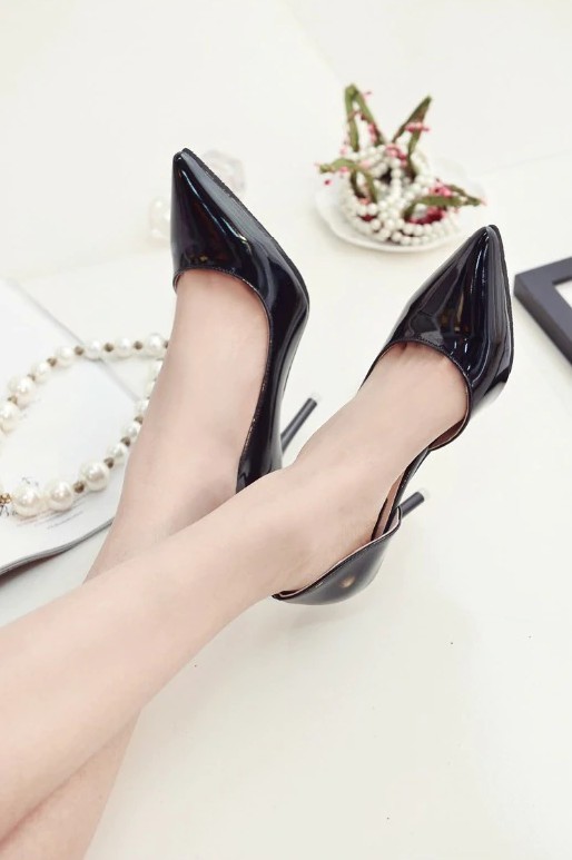 Dames glanzende pumps A725 zwart 38