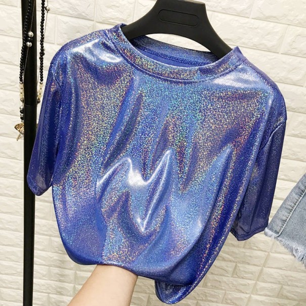 Dames glitter t-shirt blauw
