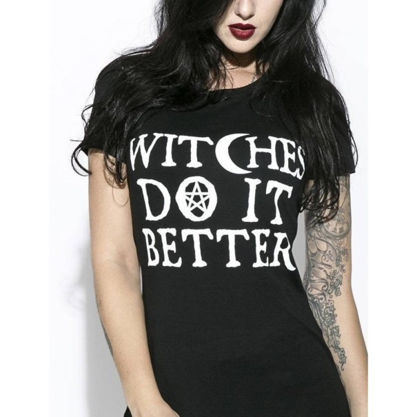 Dames gothic t-shirt zwart M