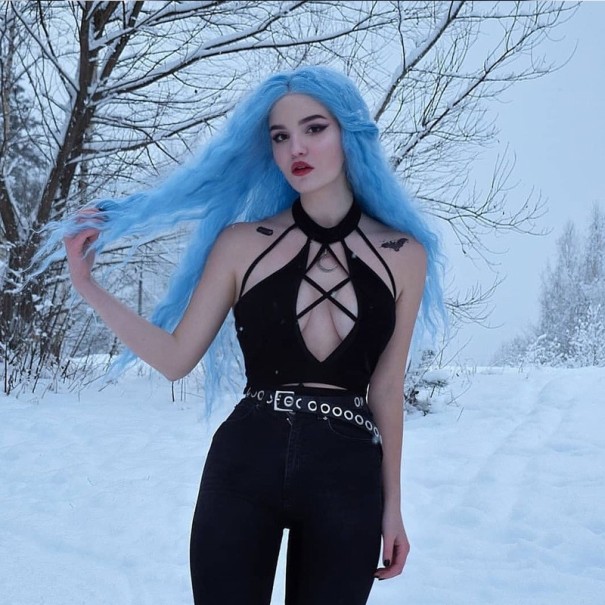 Dames gothic top met hoge halslijn S