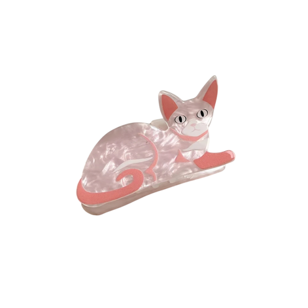 Dames haarspeld 8,1 x 8,1 cm Roze speld in de vorm van een kat Kleine decoratieve clip Schattige haaraccessoire Stevige speld 1