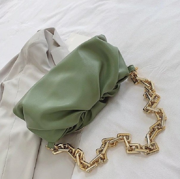 Dames handtas met gouden ketting olijfgroen