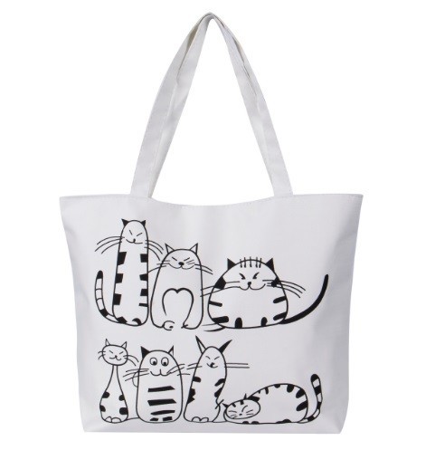 Dames handtas met katten J1043 wit