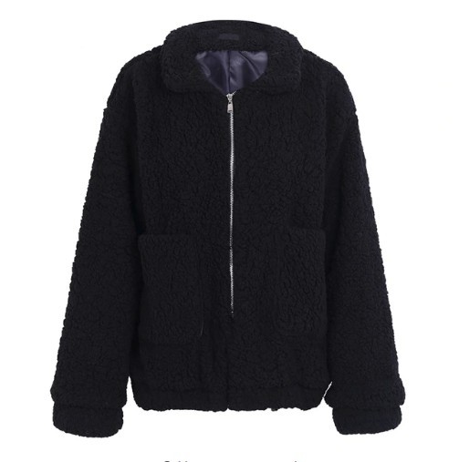 Dames harige jas J2325 zwart XXL