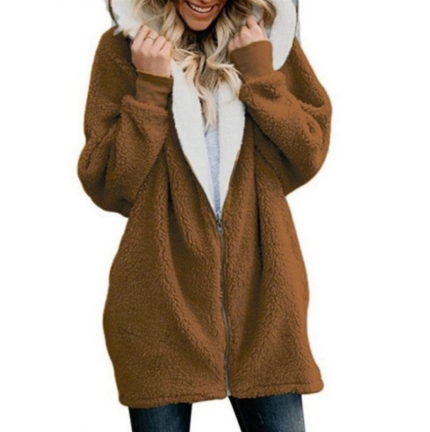 Dames harige sweatshirt P1621 koffiekleur 3XL
