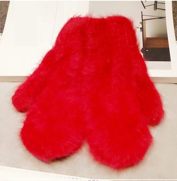 Dames harige wanten J3011 rood