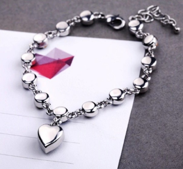 Dames hart armband H400 zilver