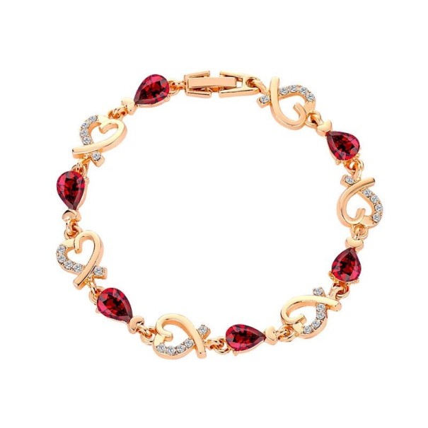 Dames hart armband met stenen rood