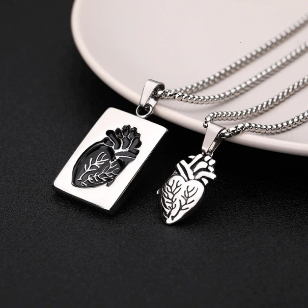 Dames hart ketting 2 stuks zilver