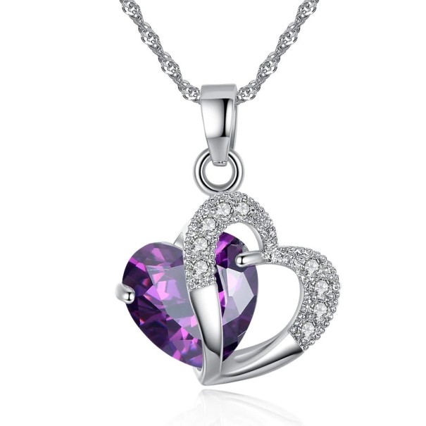 Dames hart ketting D138 paars