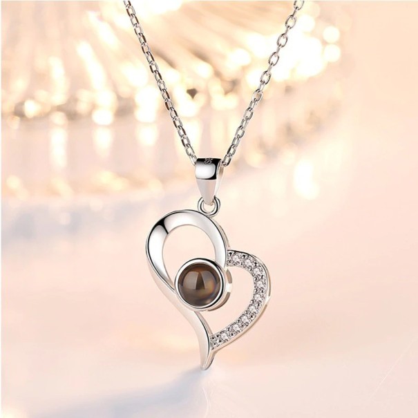 Dames hart ketting D224 zilver