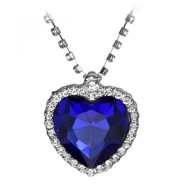 Dames hart ketting D323 donkerblauw