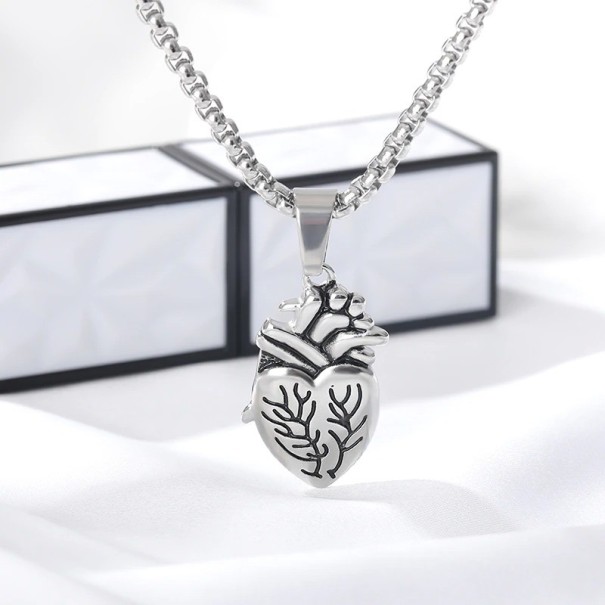 Dames hart ketting D329 zilver 1