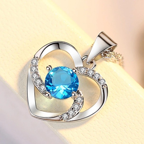 Dames hart ketting D410 blauw