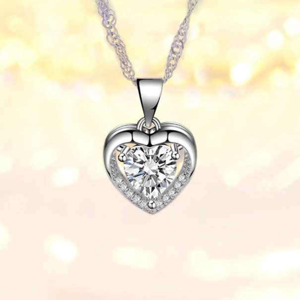 Dames hart ketting D419 wit