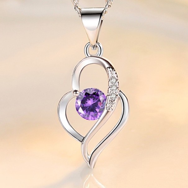 Dames hart ketting D426 paars