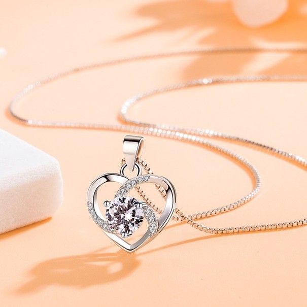 Dames hart ketting D545 paars