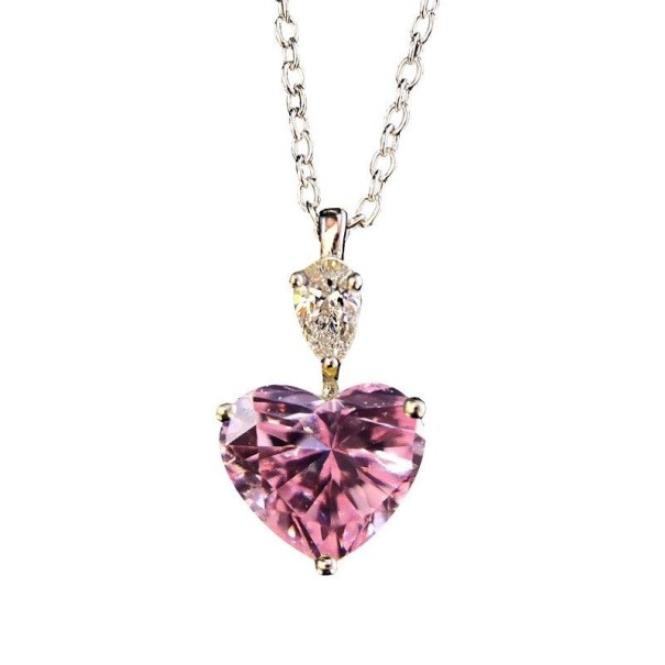 Dames hart ketting D769 roze