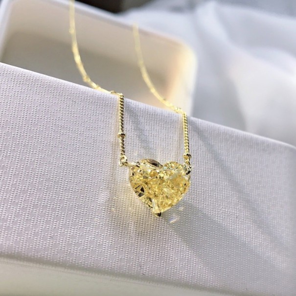 Dames hart ketting D844 geel