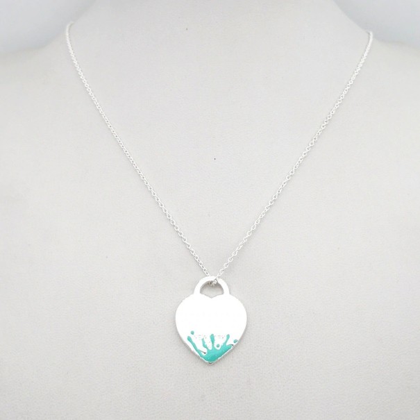 Dames hart ketting G550 turquoise 60 cm