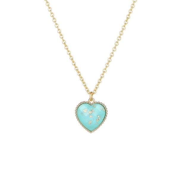 Dames hart ketting G821 turquoise