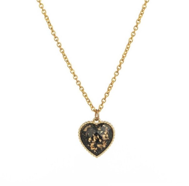 Dames hart ketting G821 zwart