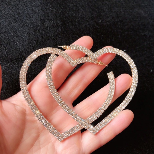 Dames hart oorbellen met zirkonen G659 goud