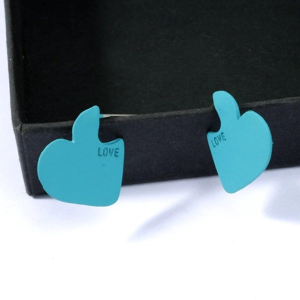 Dames hartvormige oorbellen G766 turquoise
