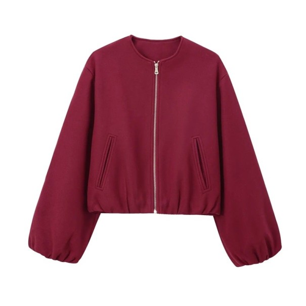 Dames herfstjas met rits Losse pasvorm Lange mouwen met elastiek Stijlvolle jas met zakken Elegante overjas voor in de stad rood XS