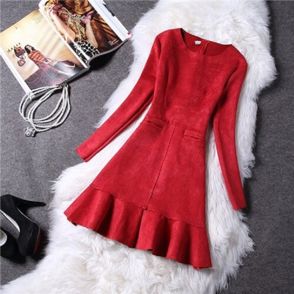 Dames herfstjurk A2800 rood M