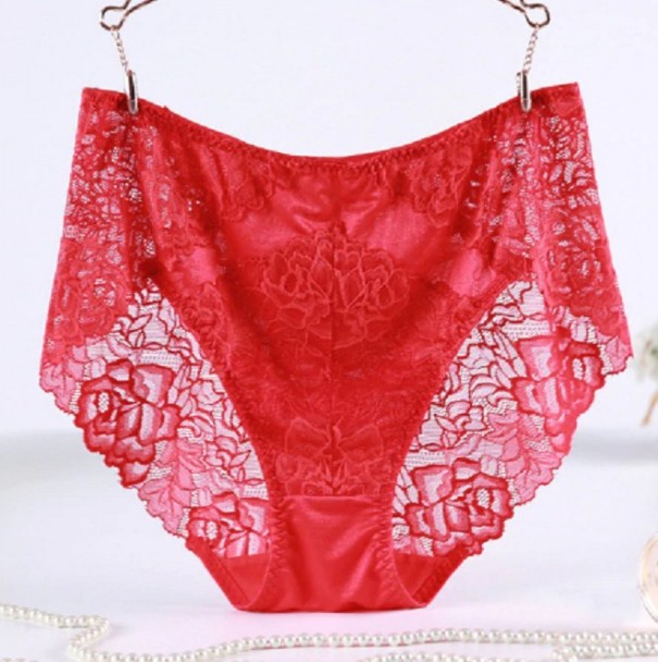 Dames hoge taille slips - grote maten rood 3XL