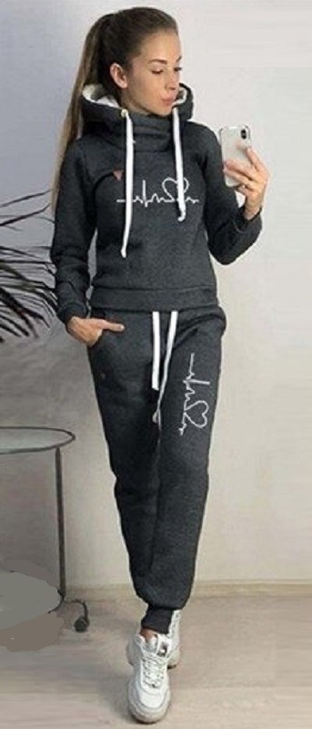 Dames hoodie en joggingbroek B877 donkergrijs L