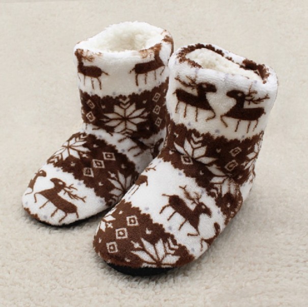 Dames huisschoenen - Kerstpantoffels bruin 36