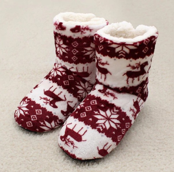 Dames huisschoenen - Kerstpantoffels wijnrood 35