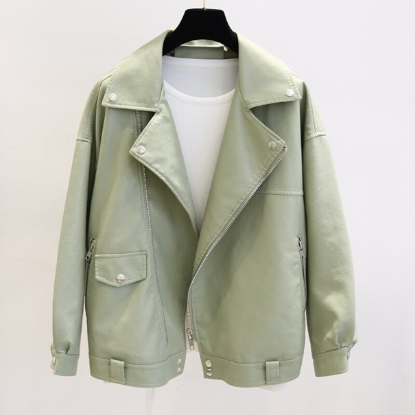 Dames imitatie leren jas A1828 groen M