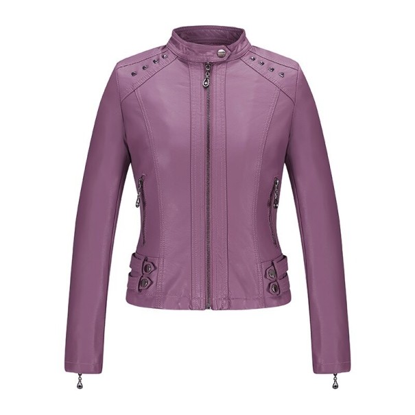 Dames imitatie leren jas P1541 paars S
