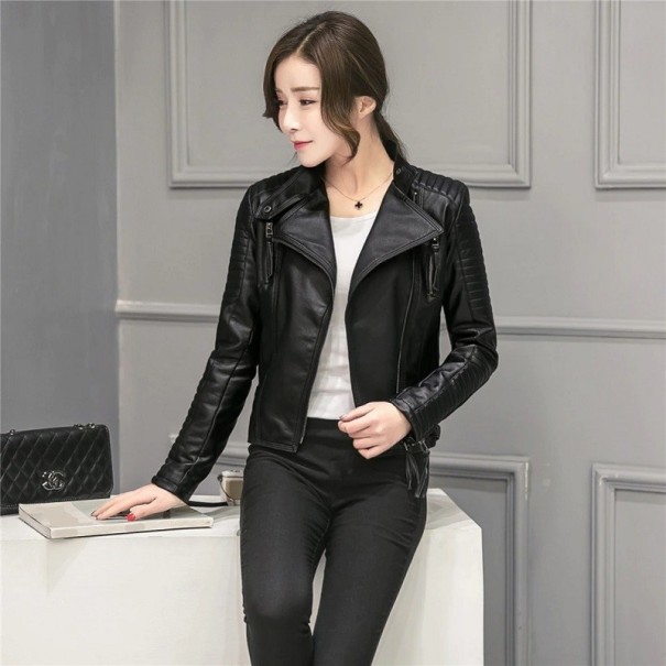 Dames imitatie leren jas P1666