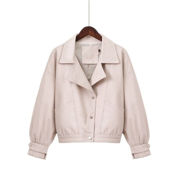 Dames imitatie leren jas P1839 beige M