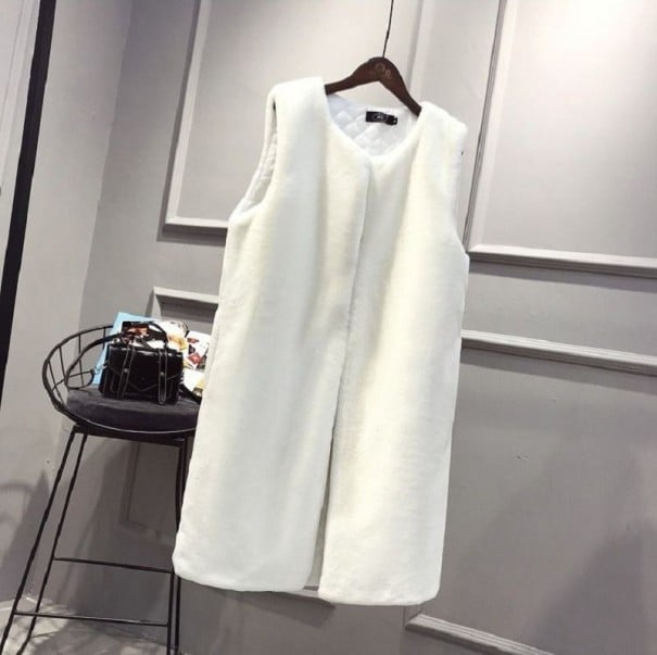 Dames imitatiebont vest P2494 wit XL