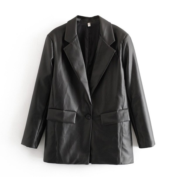 Dames imitatieleren jas, zwart S