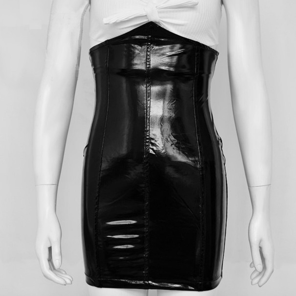 Dames imitatieleren rok, zwart