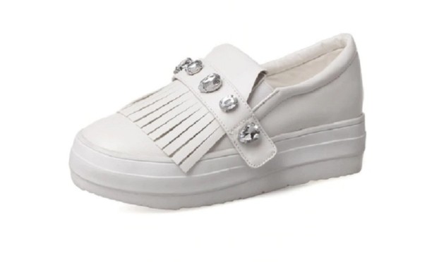 Dames instapsneakers met franjes J1152 wit 43