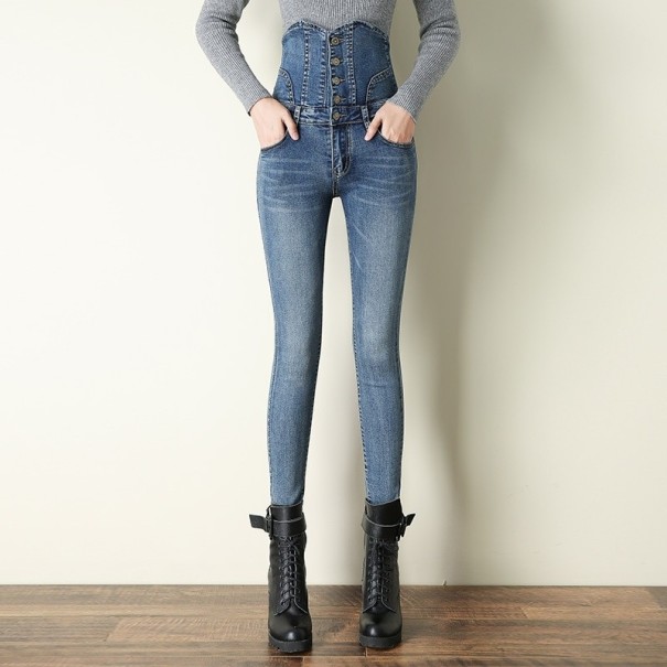 Dames jeans met hoge taille A1 lichtblauw 32