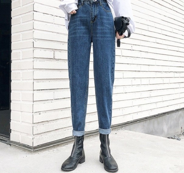 Dames jeans met hoge taille A199 blauw XL