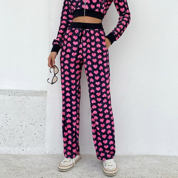Dames joggingbroek met hartjes zwart M