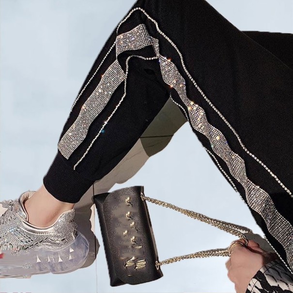 Dames joggingbroek met pailletten streep