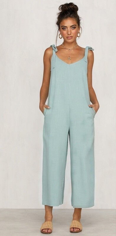 Dames jumpsuit met bandjes A1990 turquoise M