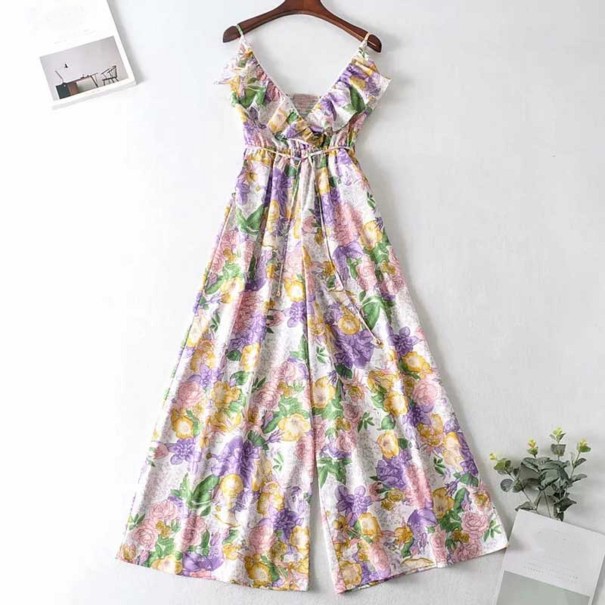 Dames jumpsuit met bloemenprint en ruches A2049