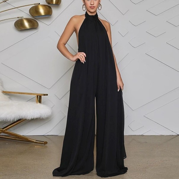 Dames jumpsuit met blote rug B822 zwart L