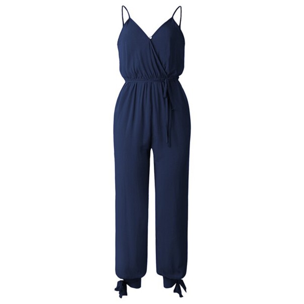 Dames jumpsuit met geplooide bovenkant donkerblauw S